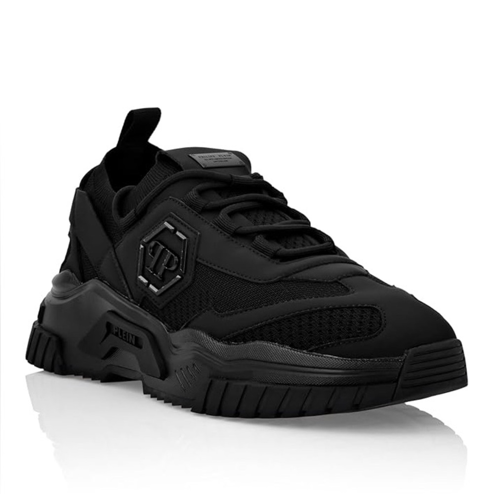 Philipp Plein Runner Hexagon Leather Knit Sneakers